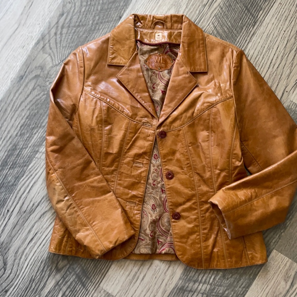 Wilson leather vintage brown leather jacket medium